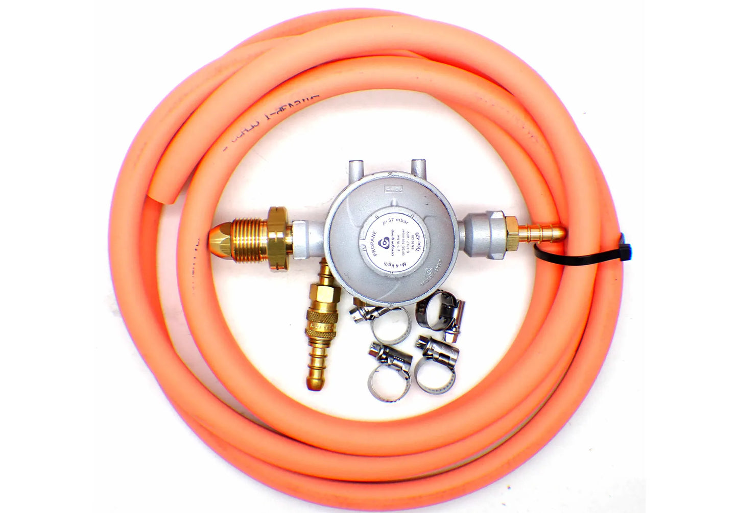 Gas regulator with orange hose